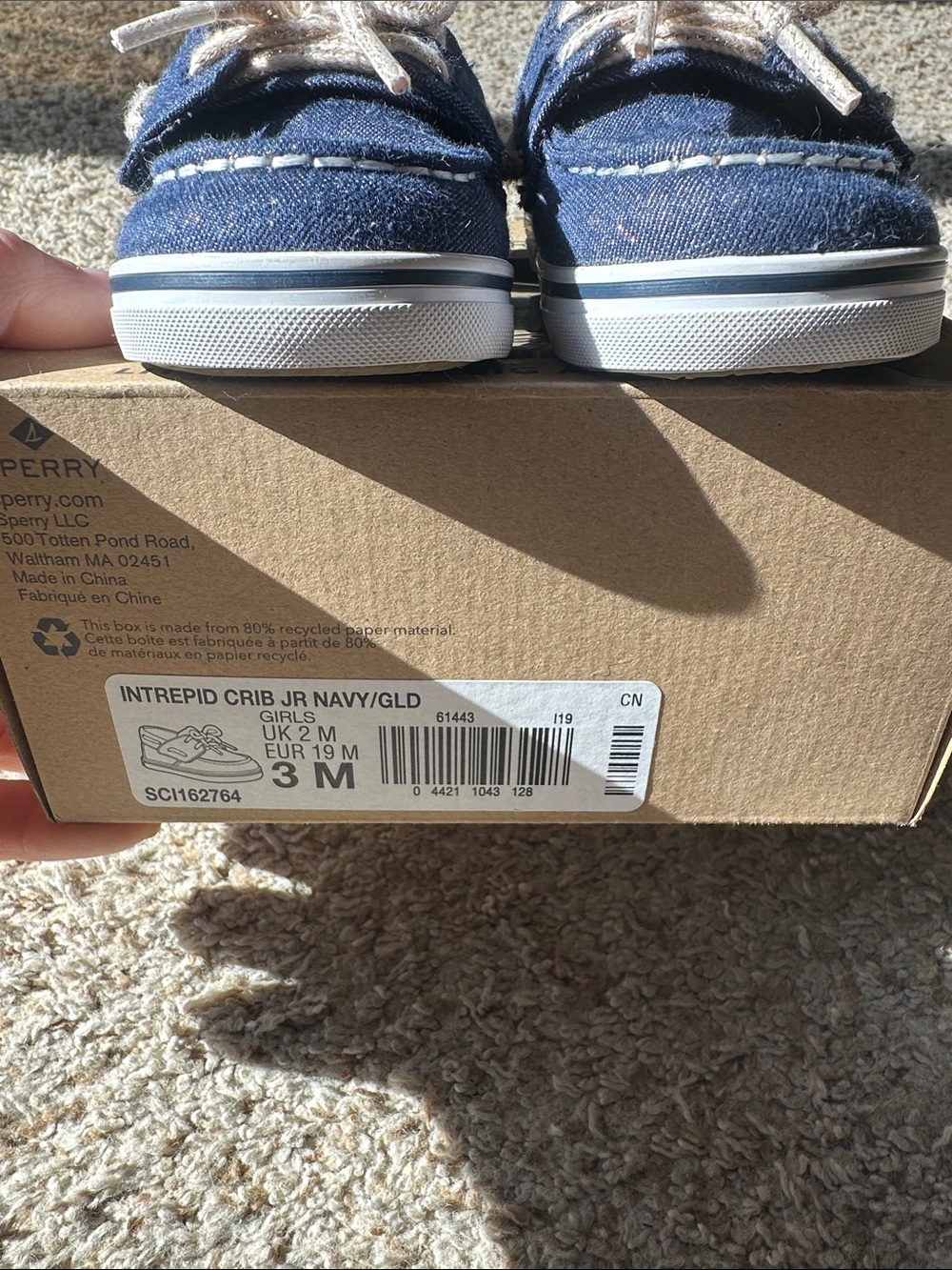 Baby girl blue and gold Sperry shoes - Picture 3 of 4